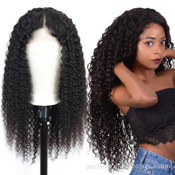 Dropshipping Jerry Curl 4 by 4 Human Hair HD Lace Wig Afro Kinky Curly Virgin Hair Super Fine Swiss Lace Closure Wigs Vendor